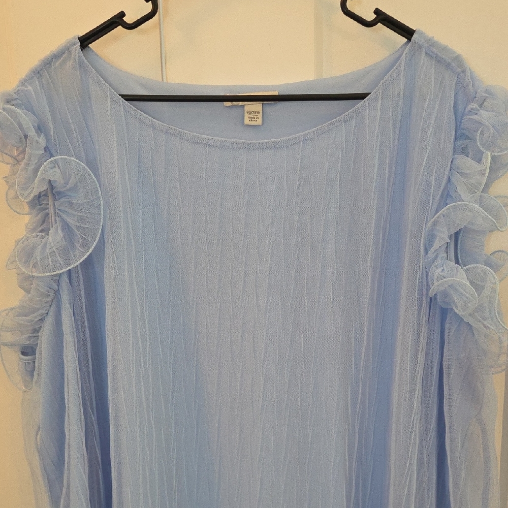 Moyuru Sky Blue Ruffled Blouse